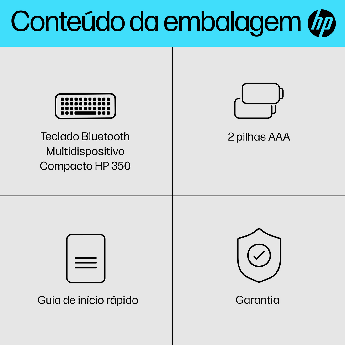Teclado Bluetooth Compacto HP 350 para Vários Dispositivos